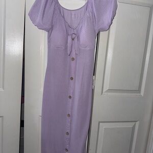 No Boundaries Lilac Button-Front Midi Dress